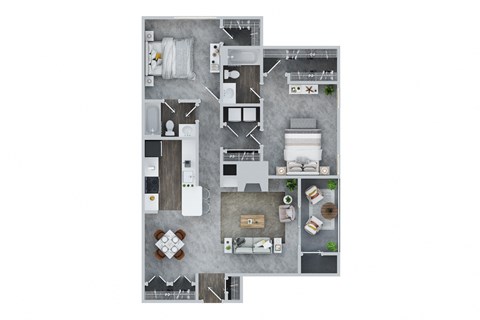 Floor plan for 2 beds, 2 baths, 1246 sqft